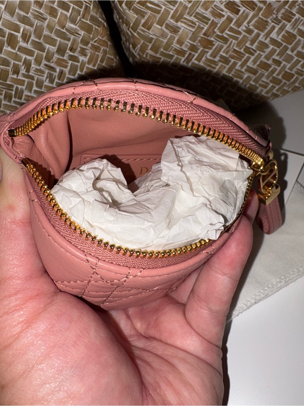 Dior Rose Quilted Leather Cosmetic Pouch with Gold Hardware - Picture 4 of 6